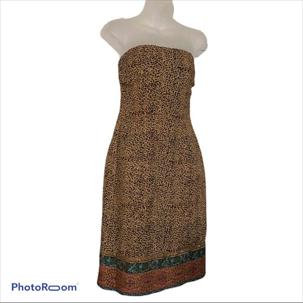 🍒CACHÉ DRESS STRAPLESS ANIMAL PRINT SIZE 4